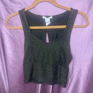 Caution To The Wind Black and Gold Striped Women's Crop Top